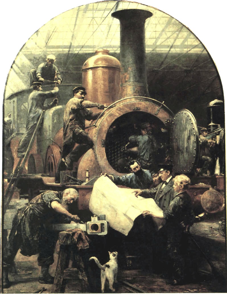 Пол Мейерхейм: «Перед завершением работ над локомотивом» (фотокопия репродукции картины, находящейся в Берлинском музее транспорта и технологий)