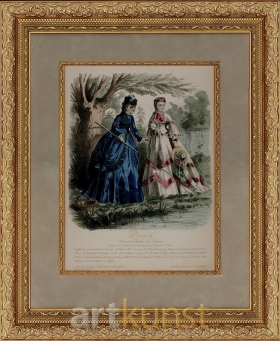 Мода 19-й век. Две дамы у пруда.
